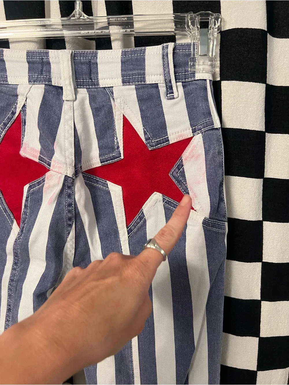 FREE PEOPLE FIRECRACKER STAR & STRIPE FLARE JEANS